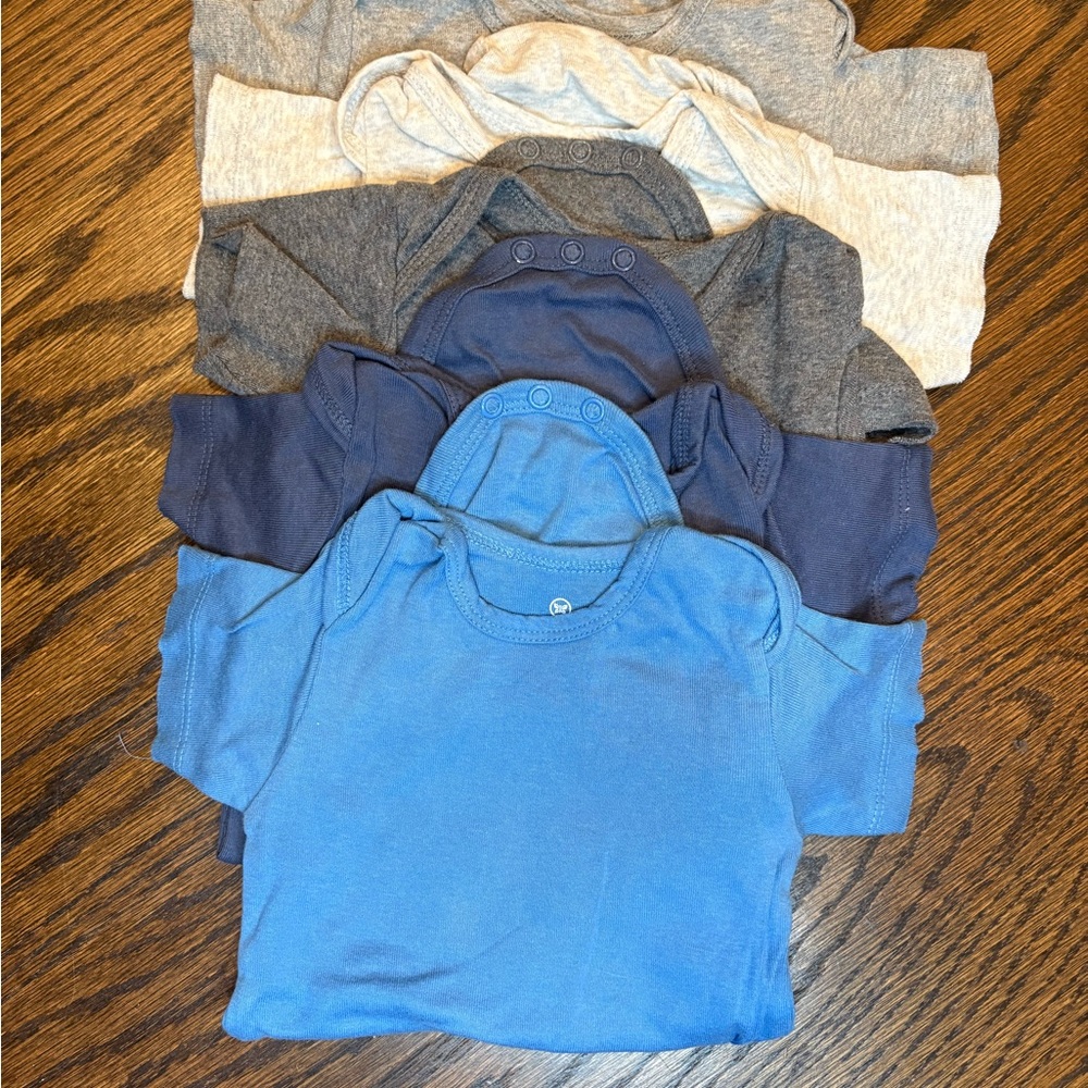 The Honest Company Blue and Gray Bodysuit Set